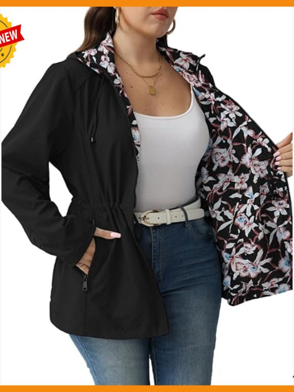 Reversible Lightweight Hooded Windbreaker Jacket Plus Size Casual Coat